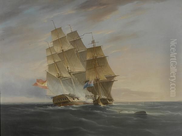 The Capture Of The 
Veloz Passagra 
 Unsigned Oil Painting by Thomas Buttersworth