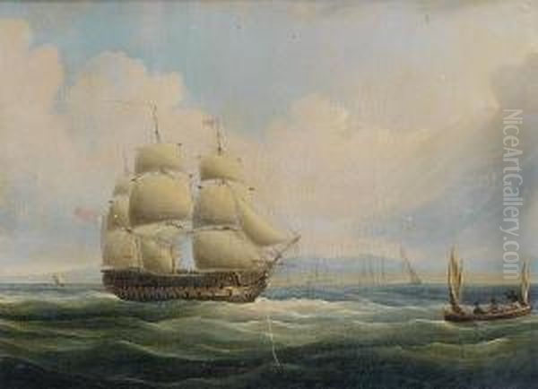 H.m.s. 
Blake Oil Painting by Thomas Buttersworth