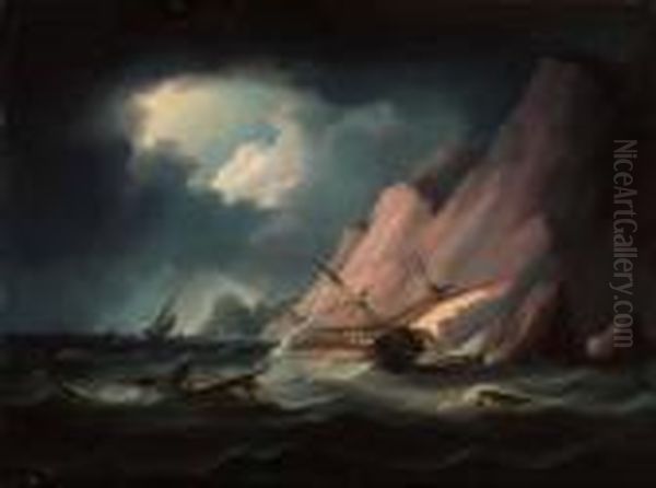 Skeppsbrott Vid Cadiz Oil Painting by Thomas Buttersworth