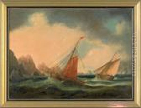 Coastal Scene With Ships Oil Painting by Thomas Buttersworth