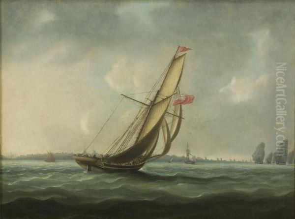 British Ship Off The Dutch Coast Oil Painting by Thomas Buttersworth