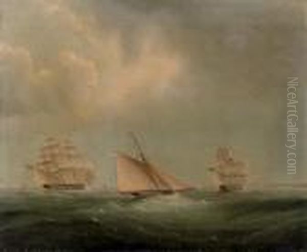 Shipping In The Channel Oil Painting by Thomas Buttersworth