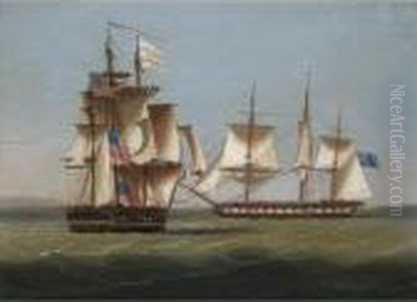 The H.m.s. Oil Painting by Thomas Buttersworth