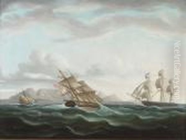 Shipping Off Table Bay Oil Painting by Thomas Buttersworth