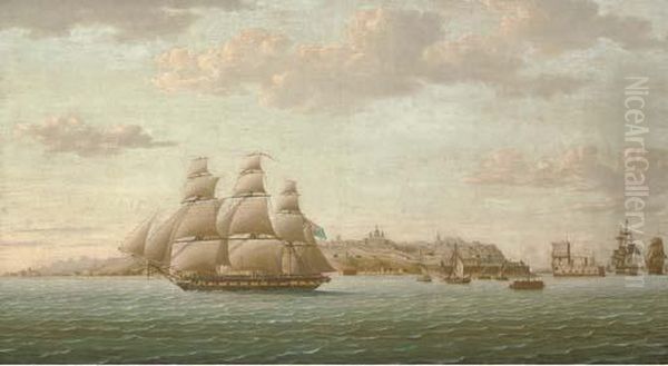 Captain Lord Cochrane's Frigate Pallas Leaving Oil Painting by Thomas Buttersworth