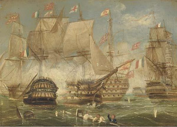 The Battle Of Trafalgar Oil Painting by Thomas Buttersworth