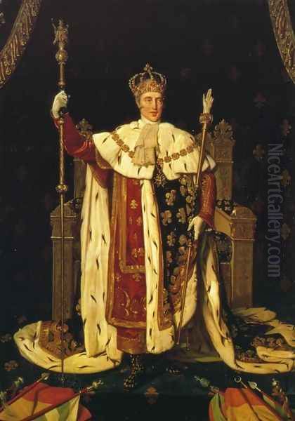 Charles X inn his Coronation Robes Oil Painting by Jean Auguste Dominique Ingres