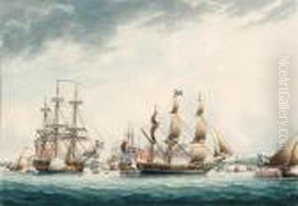 Ships Of The Line
Signed 't Buttersworth 95' (lower Left) Oil Painting by Thomas Buttersworth