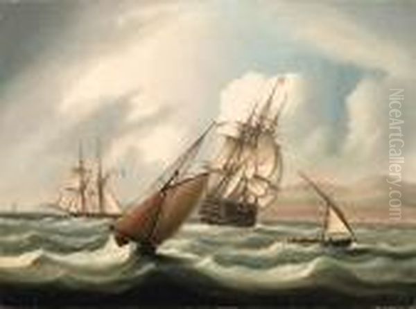 1st Rater And Other Shipping Off The Spanish Coast
Signed 't Buttersworth' (lower Left) Oil Painting by Thomas Buttersworth