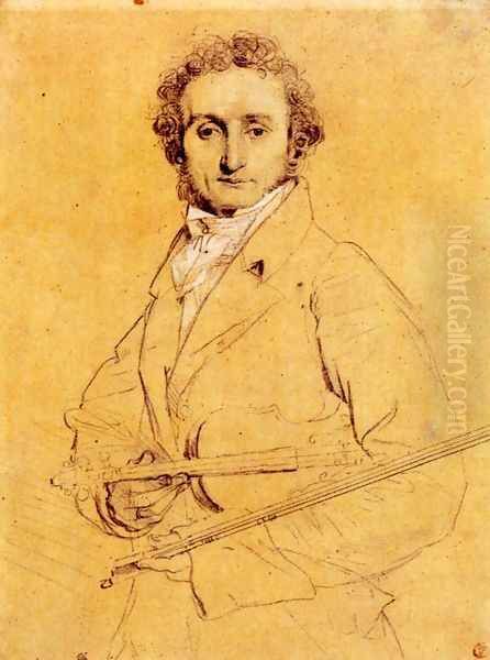 Niccolo Paganini Oil Painting by Jean Auguste Dominique Ingres