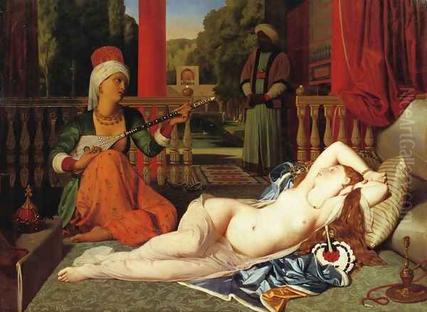 Odalisque with Female Slave I Oil Painting by Jean Auguste Dominique Ingres