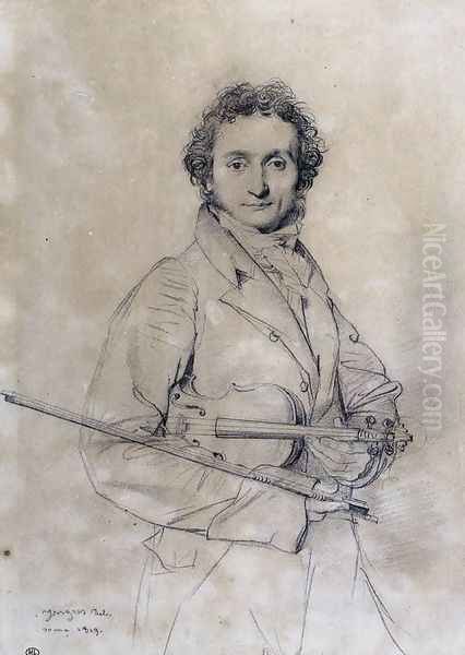 The Violinist Niccolò Paganini Oil Painting by Jean Auguste Dominique Ingres