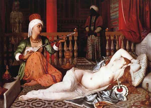 Odalisque with Female Slave Oil Painting by Jean Auguste Dominique Ingres