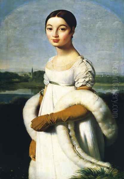 Caroline Riviere Oil Painting by Jean Auguste Dominique Ingres