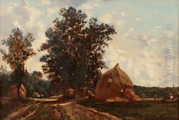 La Moisson Oil Painting by Nicolas Louis Cabat