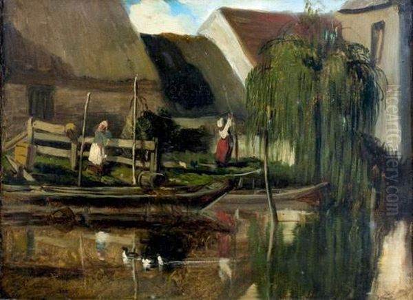 Le Hameau De Sarasin Oil Painting by Nicolas Louis Cabat