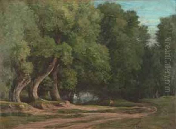 Chemin En Lisiere De Foret Oil Painting by Nicolas Louis Cabat