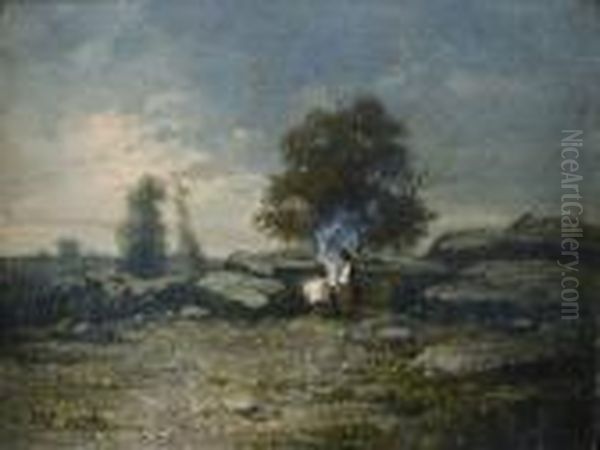 Paysage Aux Enfants Oil Painting by Nicolas Louis Cabat