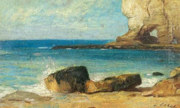 Falaise Vers Etretat Oil Painting by Nicolas Louis Cabat