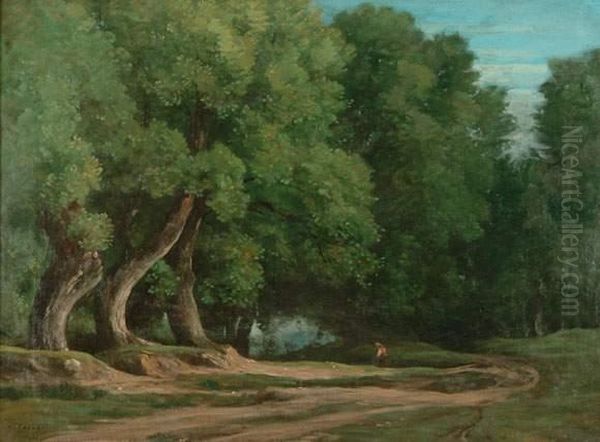  Chemin En Lisiere De Foret  Oil Painting by Nicolas Louis Cabat