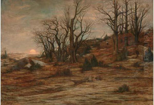 Hiver En Foret De Fontainebleau Oil Painting by Nicolas Louis Cabat