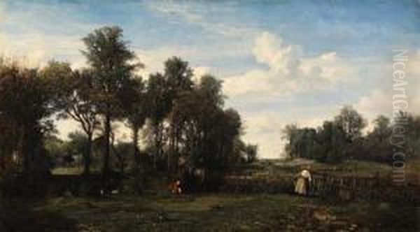 Le Jardin Beaujon (the Beaujon Garden) Oil Painting by Nicolas Louis Cabat