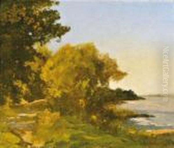 Paysage De Bord De Fleuve Oil Painting by Louis Alexandre Cabie