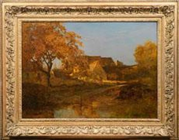 Grose Herbstlandschaft Mit Gehoft Oil Painting by Louis Alexandre Cabie