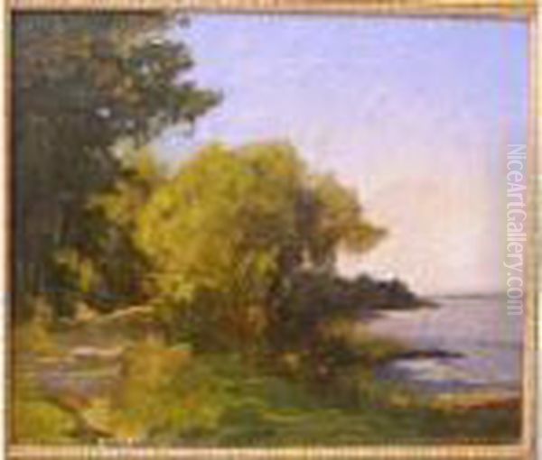 Paysage, Bord D Etang Oil Painting by Louis Alexandre Cabie