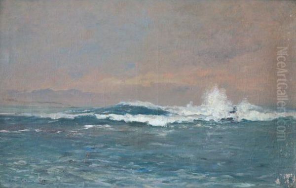 Vague A Saint Jean De Luz - Pays Basque Oil Painting by Louis Alexandre Cabie