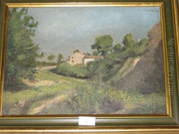 Paysage A La Maison Oil Painting by Louis Alexandre Cabie