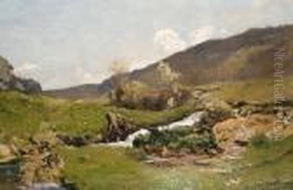 Ruisseau Dans La Vallee Oil Painting by Louis Alexandre Cabie