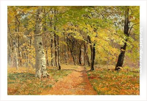 Sous-bois En Automne Oil Painting by Louis Alexandre Cabie