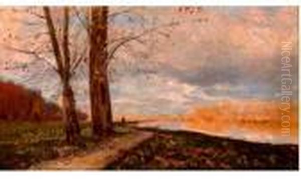 Paysage Lacustre Oil Painting by Louis Alexandre Cabie