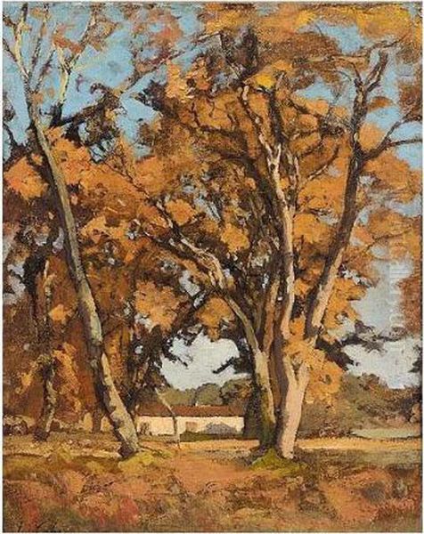 Autumn Trees Oil Painting by Louis Alexandre Cabie