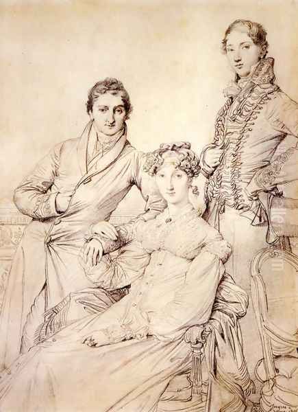 Jospeh Woodheda and his wife, born Harriet Comber, and her Brother, Henry George Wandesford Comber Oil Painting by Jean Auguste Dominique Ingres