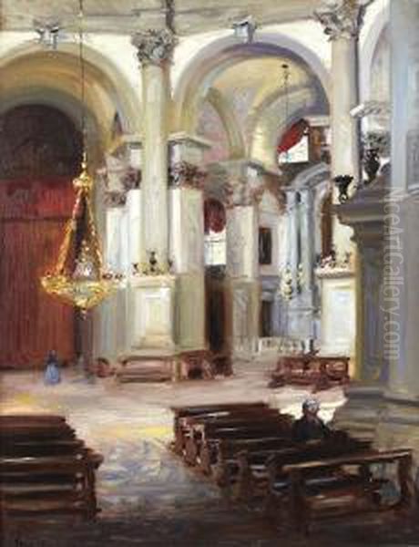 Interior -santa Maria Della Salute, Venice Oil Painting by Francis Campbell Boileau Cadell