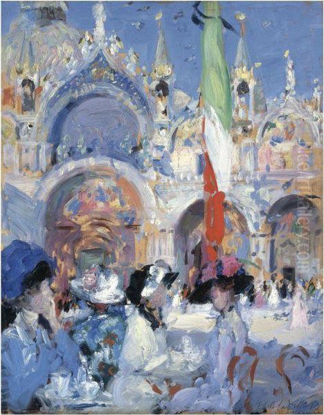 Florian's Cafe, Venice Oil Painting by Francis Campbell Boileau Cadell