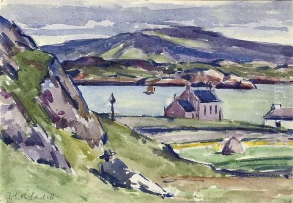 Figure And Kirk, Iona Oil Painting by Francis Campbell Boileau Cadell