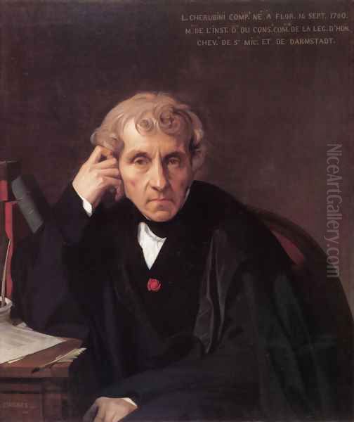 Maria Luigi Carlo Zenobio Salvatore Cherubini Oil Painting by Jean Auguste Dominique Ingres