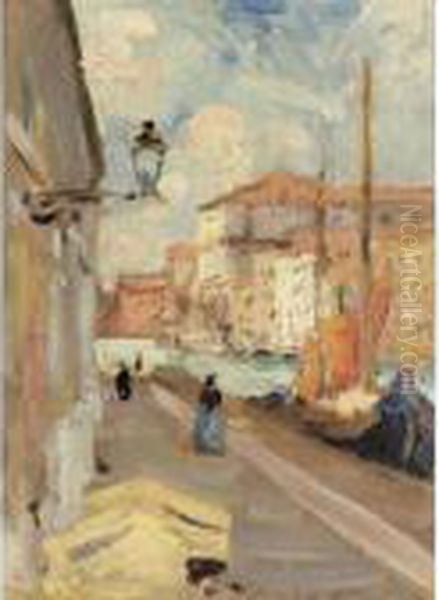 Venetian Quay Oil Painting by Francis Campbell Boileau Cadell