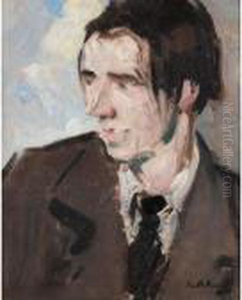 Portrait Of The Poet Norman Macdonald Oil Painting by Francis Campbell Boileau Cadell