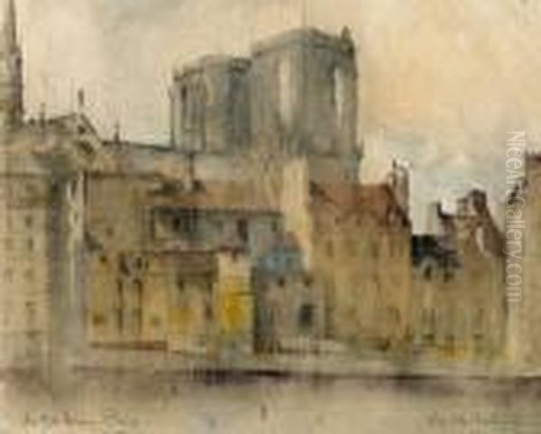 Notre Dame From The Seine Paris Oil Painting by Francis Campbell Boileau Cadell