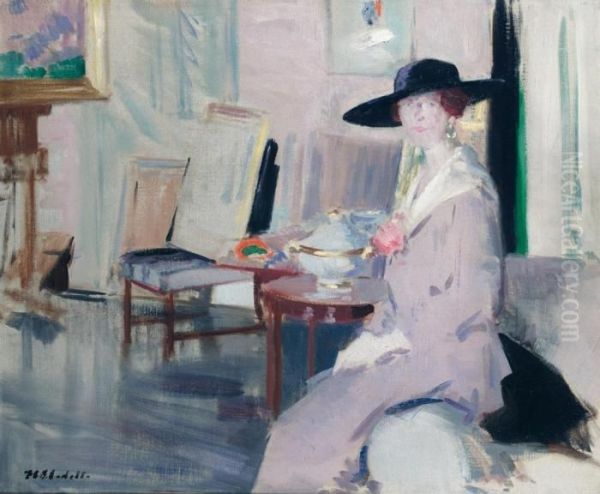 Miss Don Wauchope In The Drawing Room Oil Painting by Francis Campbell Boileau Cadell