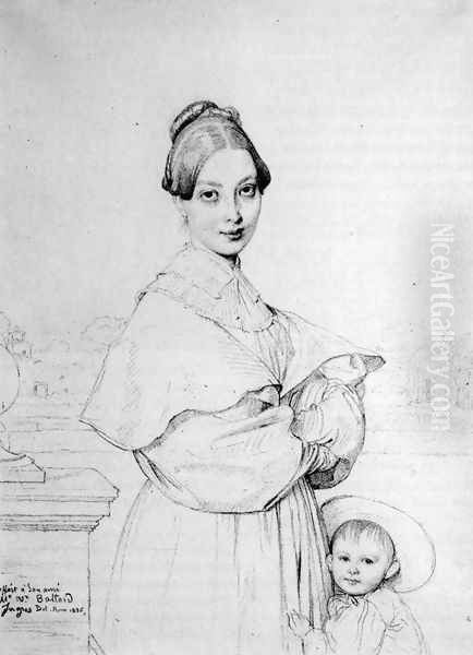 Madame Victor Baltard, born Adeline Lequeux, and her daughter, Paule Oil Painting by Jean Auguste Dominique Ingres