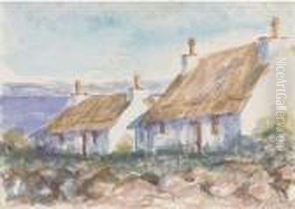 Cottages By The Sea Oil Painting by Francis Campbell Boileau Cadell