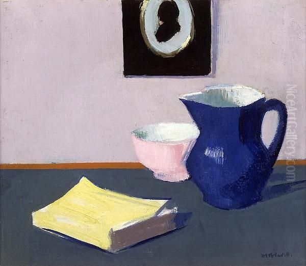 Blue Jug And Silhouette Oil Painting by Francis Campbell Boileau Cadell