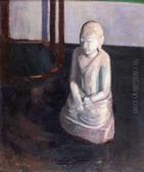 Buddha And Chinese Table Oil Painting by Francis Campbell Boileau Cadell