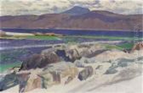 Iona Looking To Mull And Ben More Oil Painting by Francis Campbell Boileau Cadell