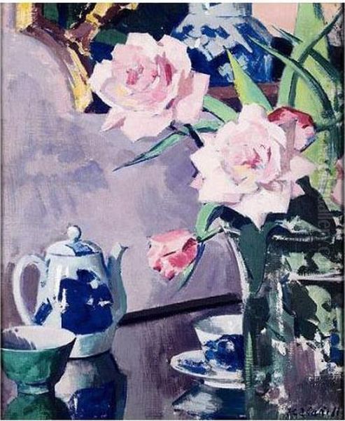 Roses Oil Painting by Francis Campbell Boileau Cadell